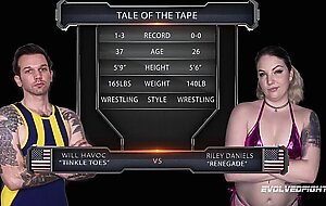 Riley Daniels mixed nude wrestling vs Will Havoc tied up and fucked hard