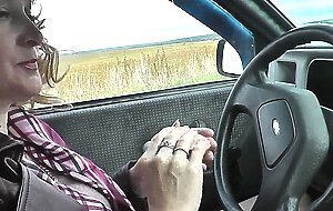 Naked in public. wife blonde stopped car masturbated wet pussy fingers orgasm and squirted in front