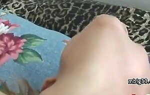 Busty girl fucks and sucks a huge black monster cock