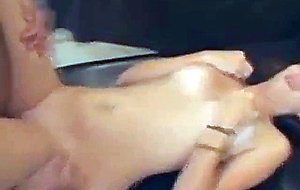 Two guys fuck and cum on blondes face in a threesome
