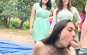 College girls wrestling and sucking dick at outdoor hazing