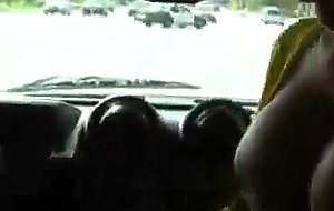 Busty roadhead on the highway