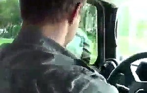 Busty roadhead on the highway
