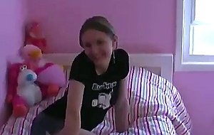 Little sister of my friend masturbates on her bed