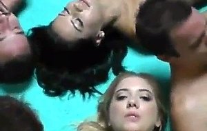 College girls and boys masturbate in circle on floor