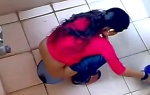 Indian ladies filmed on spy cam in a public toilet