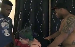 Cute goth chick fucks two black guys, hd porn