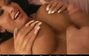 Adorable busty brunette girl on the couch gets a bj