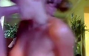 Slim blonde deepthroats and anal fucks on webcam