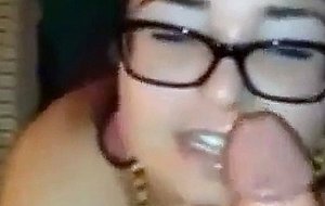 Chubby girlfriend with glasses gets a facial