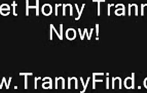 Wigged crossdresser jerks and cums