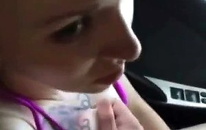 Teen beauty masturbating in the car