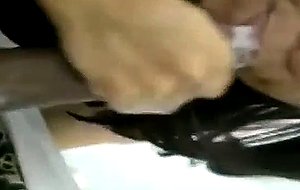Sloppy latina gags giving a deepthroat