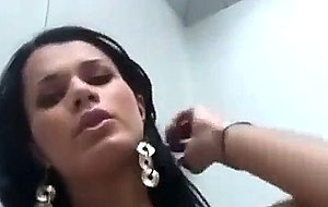 Brunette ts with small tits masturbating