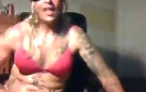 Oiled crossdresser jerks off