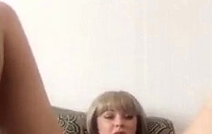 Blonde russian girl masturbating with a toy