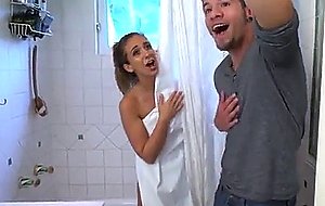 Layla london noticed her stepbrother spying on her in the bathroom