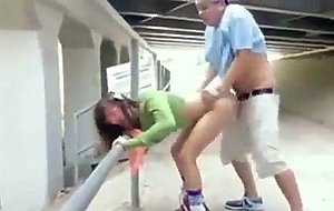 Young couple fuck in public