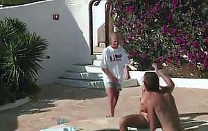 Threesome by the pool with draguitsa