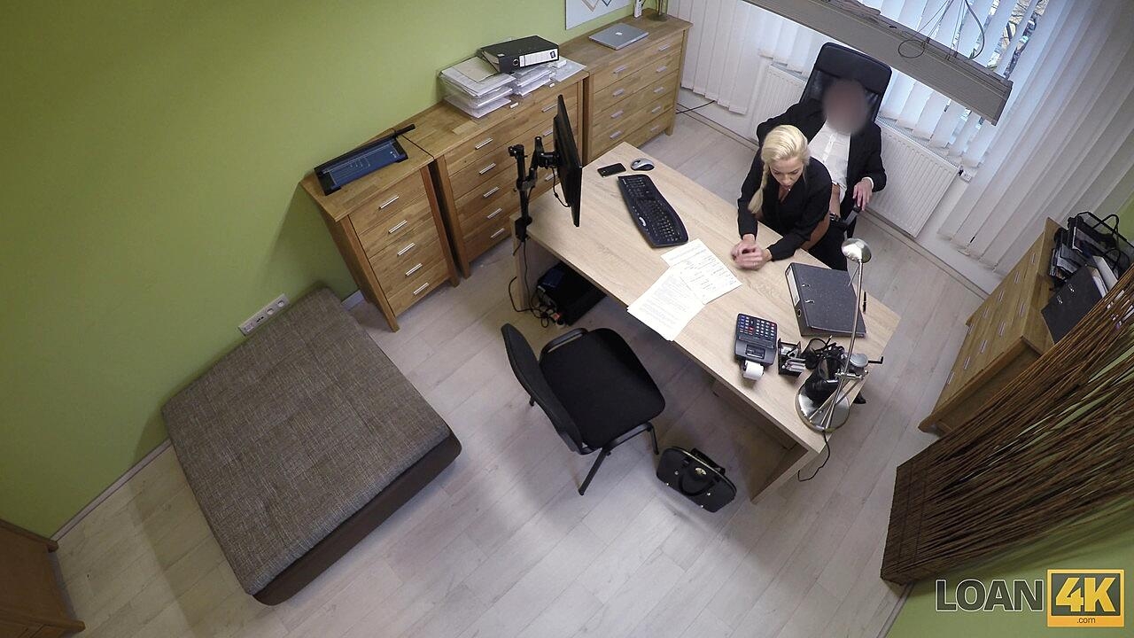 Blonde babe with pigtails Karol has her warm clam banged at a job interview