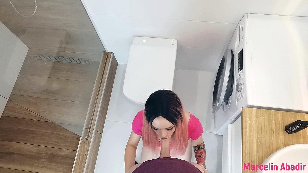 Little nympho Marcelin Abadir getting anally banged in the bathroom