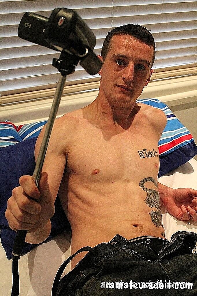 Skinny tattooed gay pervert Dain fucks a sex doll & masturbates in a solo