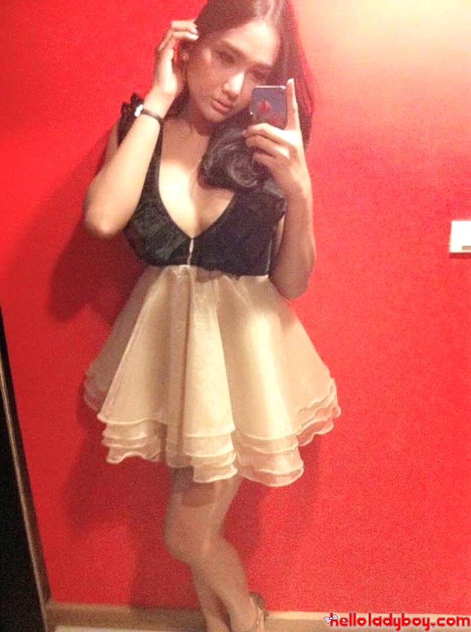 Brunette Asian trans babes shows off ther petite bodies in sexy outfits