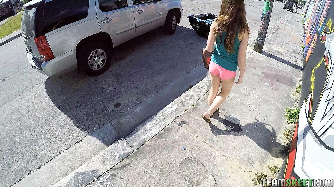 Adorable 18 year old Molly Jane gets a big cock in her tight pussy at the park