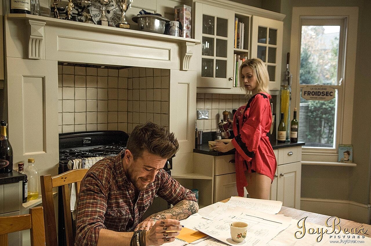 Blond wife Chessie Kay turns her man's attention to sex in hot lingerie & robe, Luke Hotrod