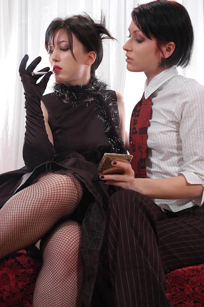 Lesbian Girls Share A Cigarette In A Provocative Manner During Non-Nude Play Fetish, Reality, Smoking, Ssbbw, Stockings