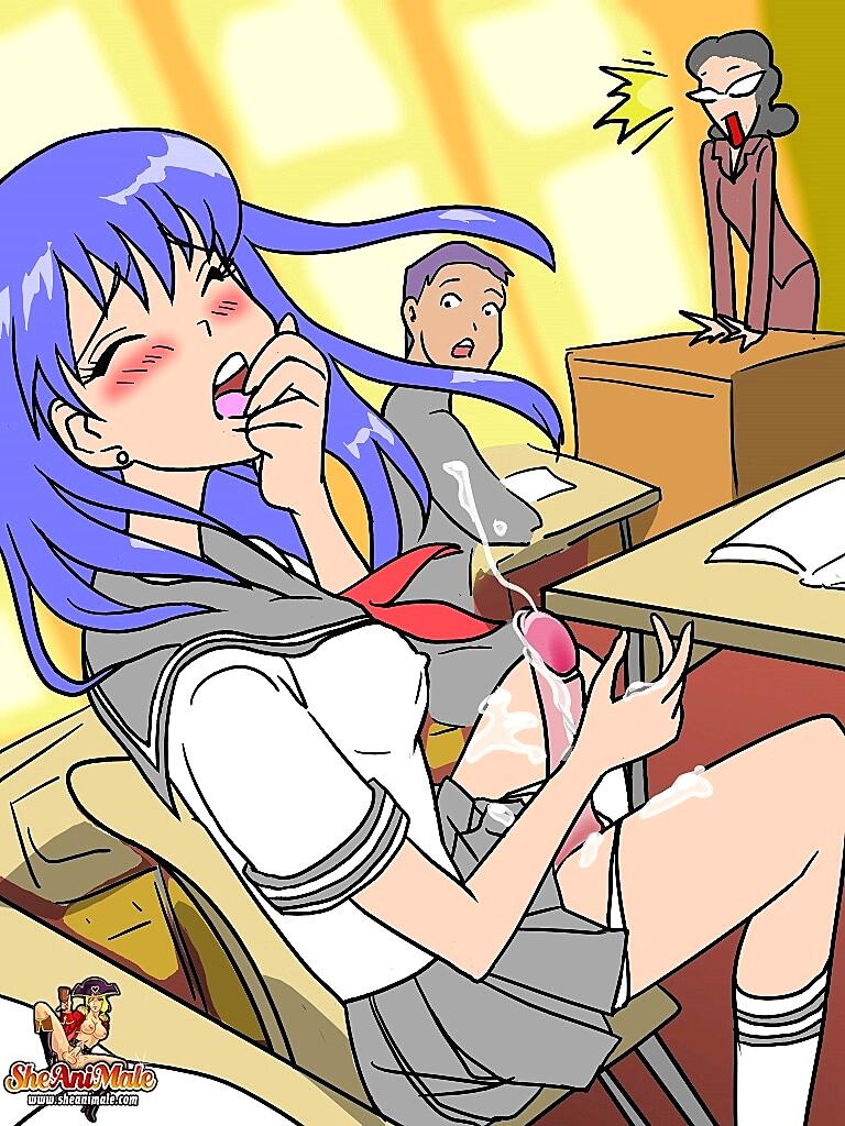 Animated Schoolgirl Ladyboy Gets Her Dick Sucked By Her Horny Blonde Friend Shemale