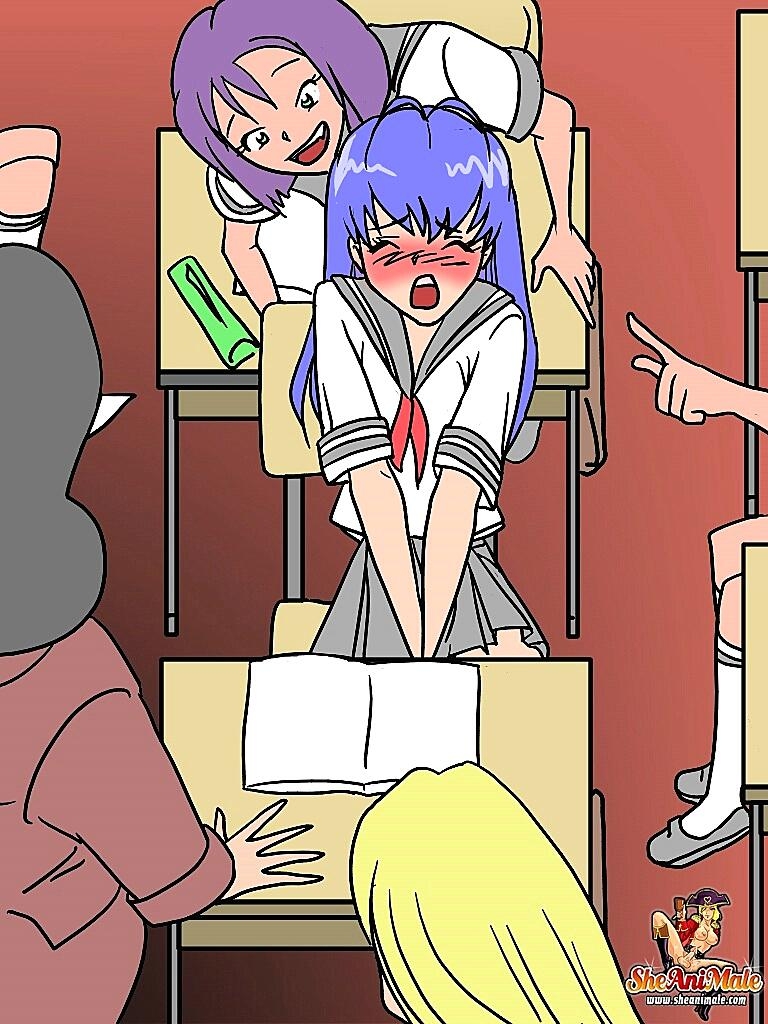 Animated Schoolgirl Ladyboy Gets Her Dick Sucked By Her Horny Blonde Friend Shemale