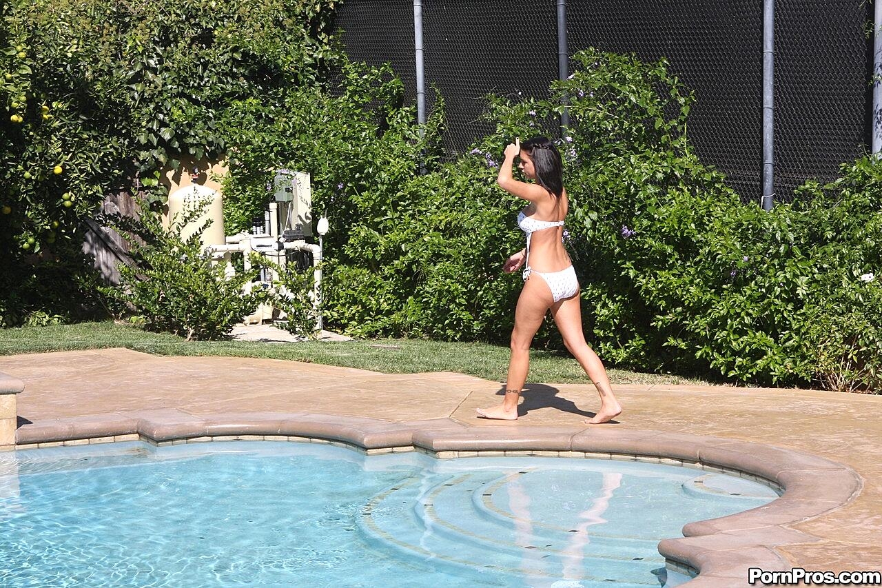 American Brunette With Medium Tits Micah Moore Posing Outdoors With Her Man Bikini, Brunette, Cute, Outdoor, Teen