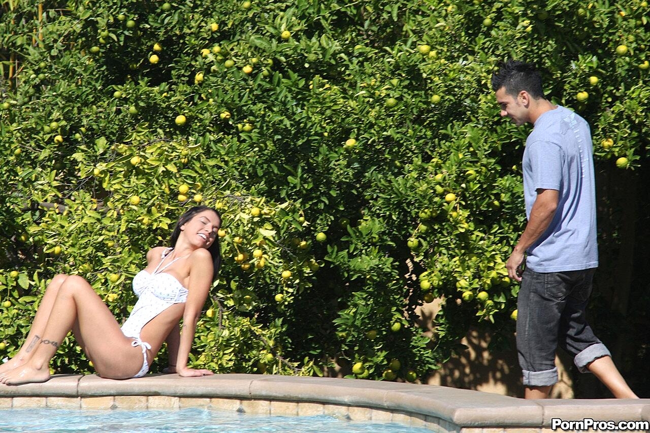 American Brunette With Medium Tits Micah Moore Posing Outdoors With Her Man Bikini, Brunette, Cute, Outdoor, Teen